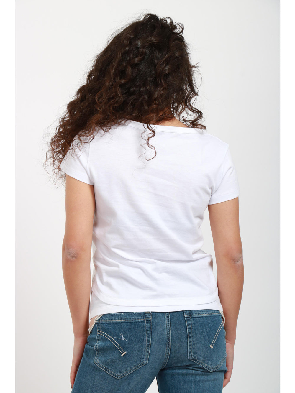 N°21 T-Shirt Girocollo Bianca con Dettagli in Seta Cipria Bianco