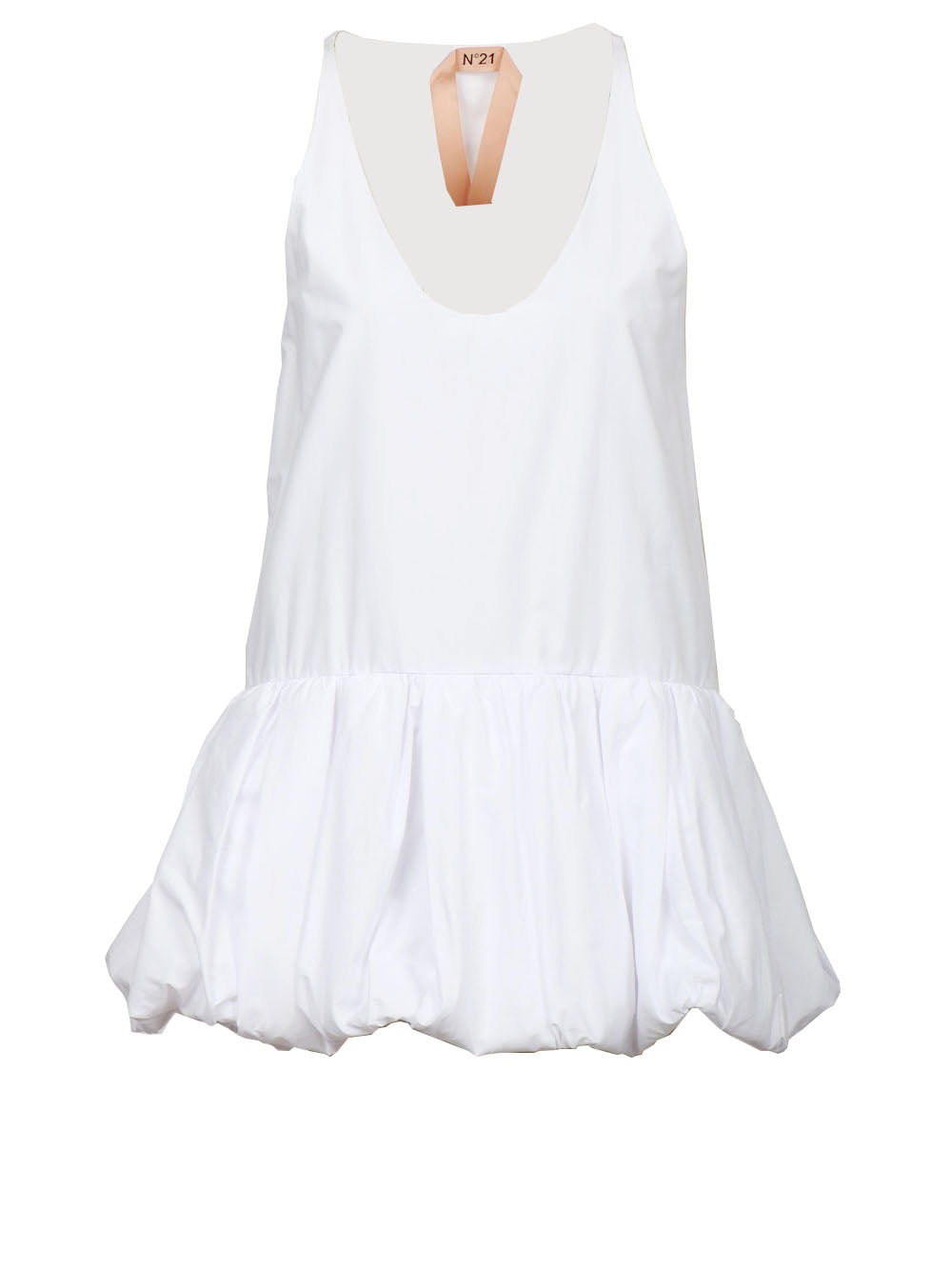 N°21 Vestito Corto in Cotone Bianco con Balza Bianco