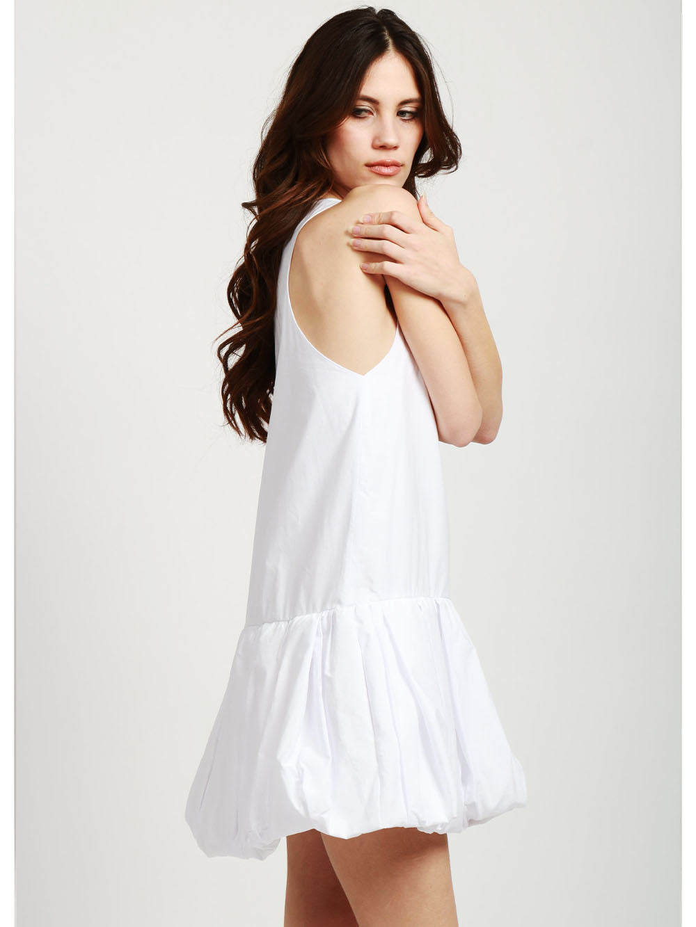 N°21 Vestito Corto in Cotone Bianco con Balza Bianco