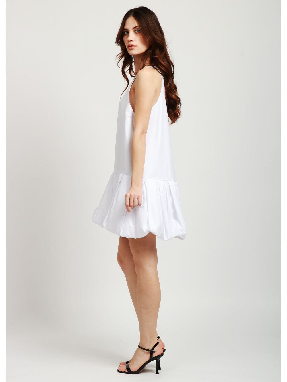 N°21 Vestito Corto in Cotone Bianco con Balza Bianco