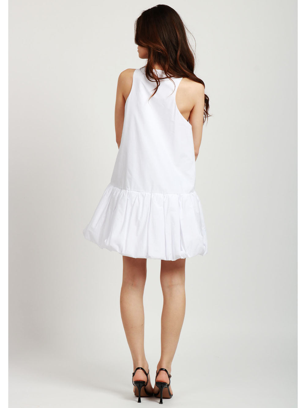 N°21 Vestito Corto in Cotone Bianco con Balza Bianco