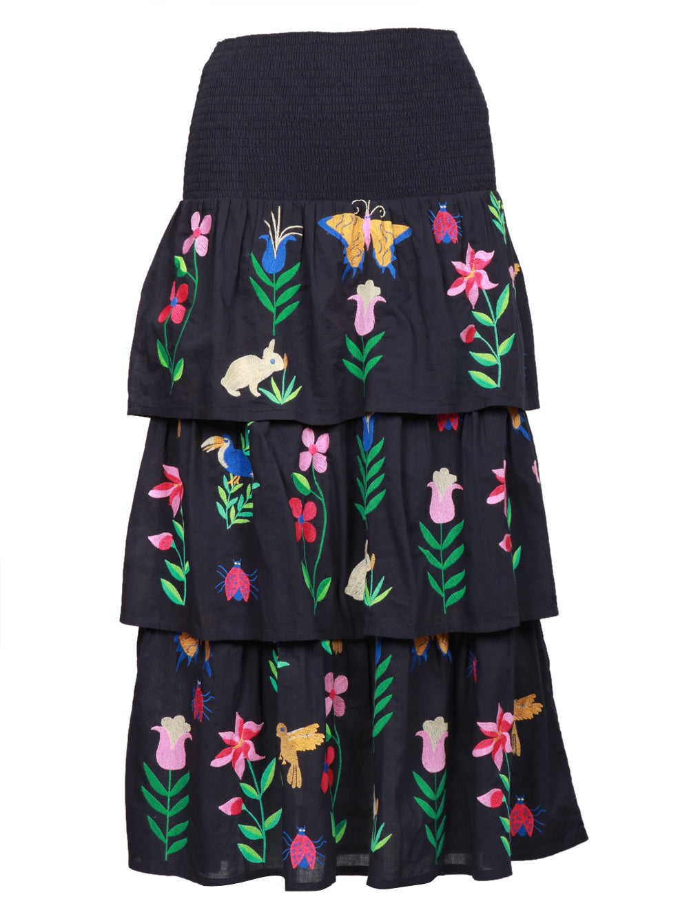 Nimo With Love Gonna Midi in Cotone Blu notte con Balze Blue navy+color