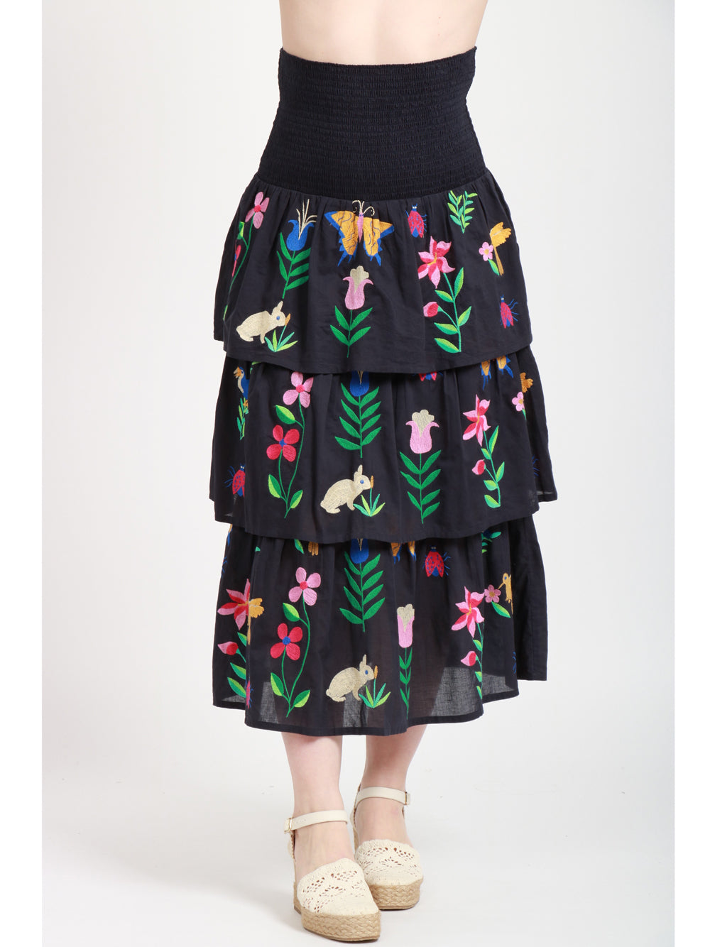 Nimo With Love Gonna Midi in Cotone Blu notte con Balze Blue navy+color