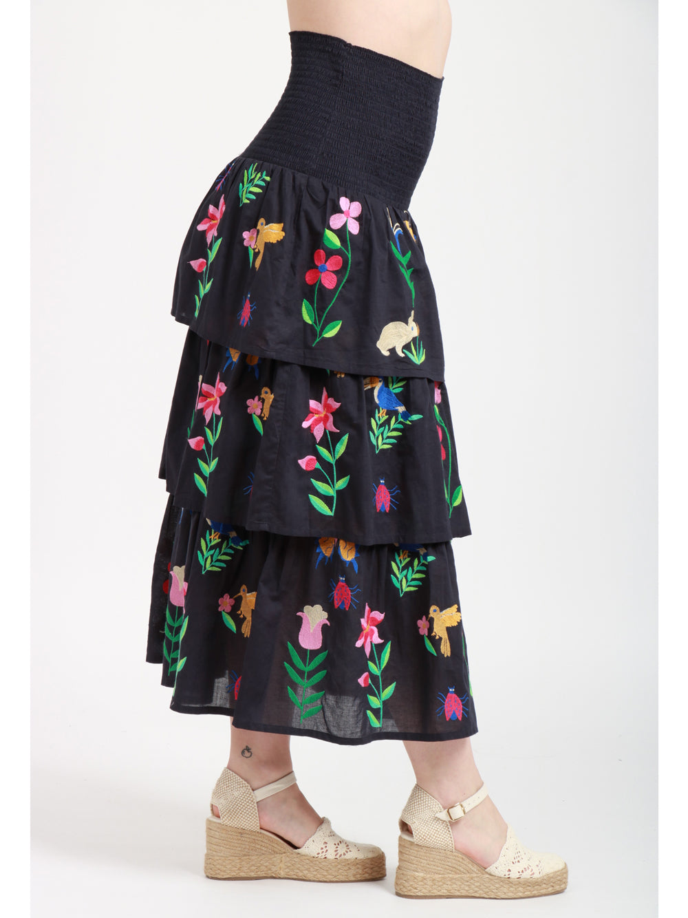 Nimo With Love Gonna Midi in Cotone Blu notte con Balze Blue navy+color