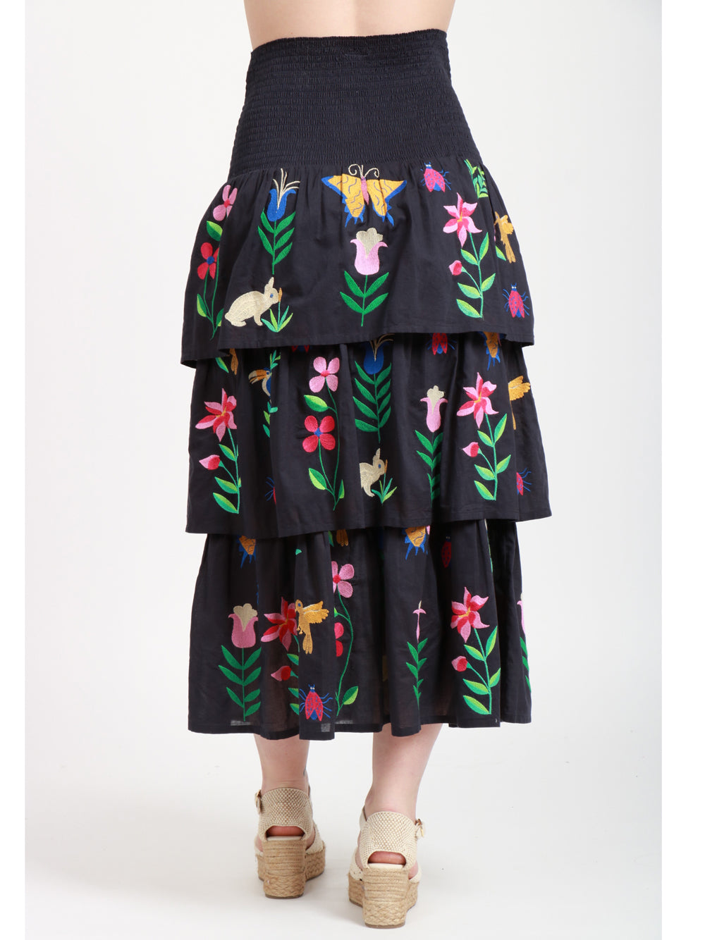 Nimo With Love Gonna Midi in Cotone Blu notte con Balze Blue navy+color