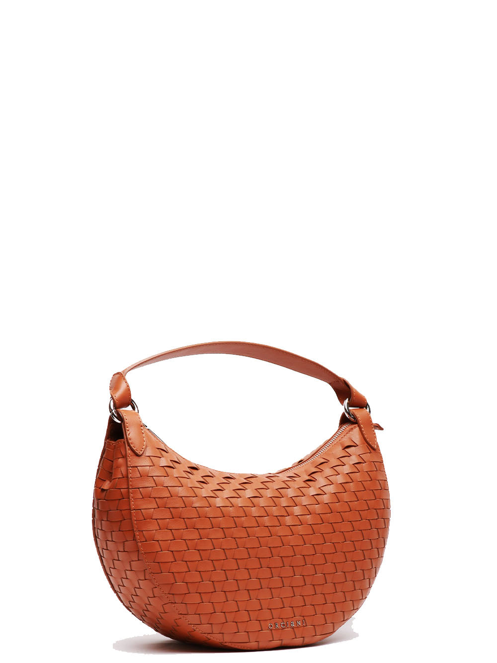 ORCIANI Borsa a Spalla Dumpling Nappa Midi in Pelle Intrecciata Cuoio Cuoio