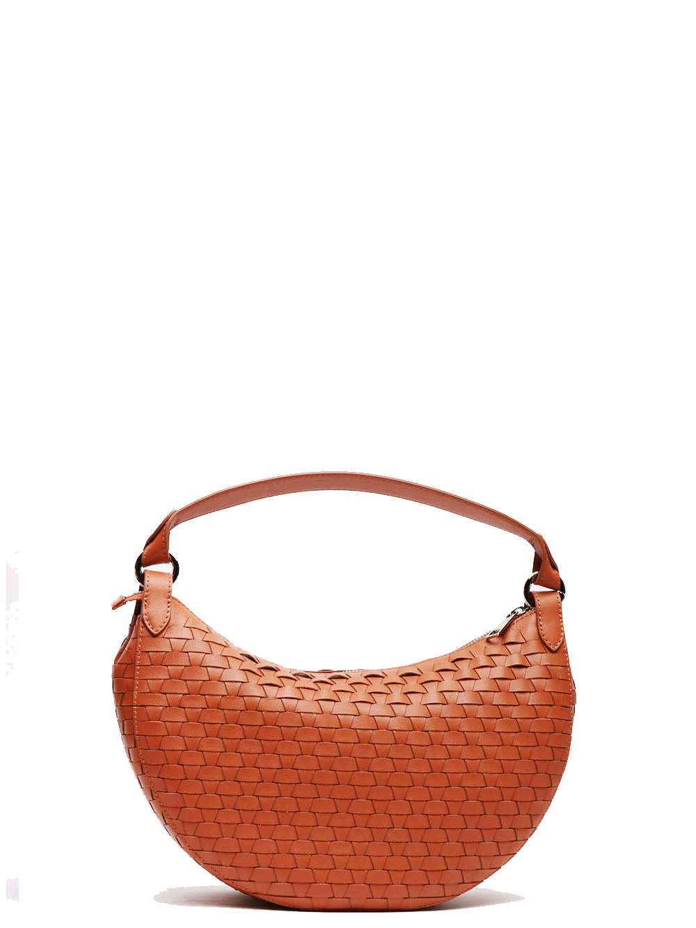 ORCIANI Borsa a Spalla Dumpling Nappa Midi in Pelle Intrecciata Cuoio Cuoio