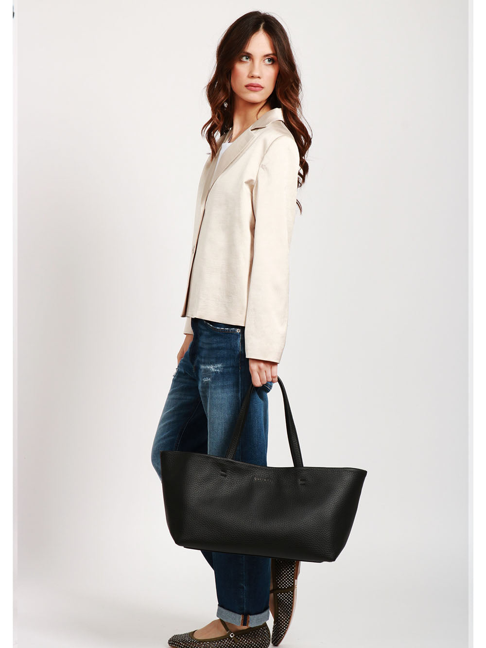 ORCIANI Borsa a Spalla Tata Soft in Pelle Nera Nero