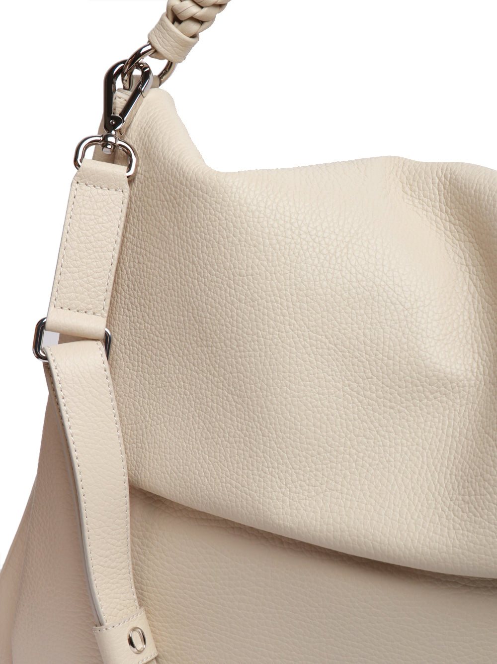 ORCIANI Borsa a Spalla Diana Large in Pelle Martellata Bianca Burro