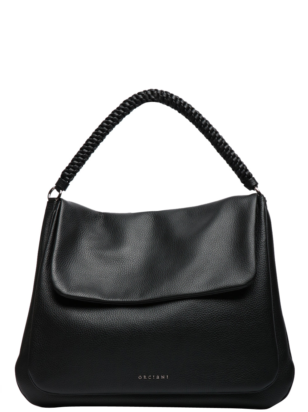 ORCIANI Borsa a Spalla Diana Large in Pelle Martellata Nera Nero