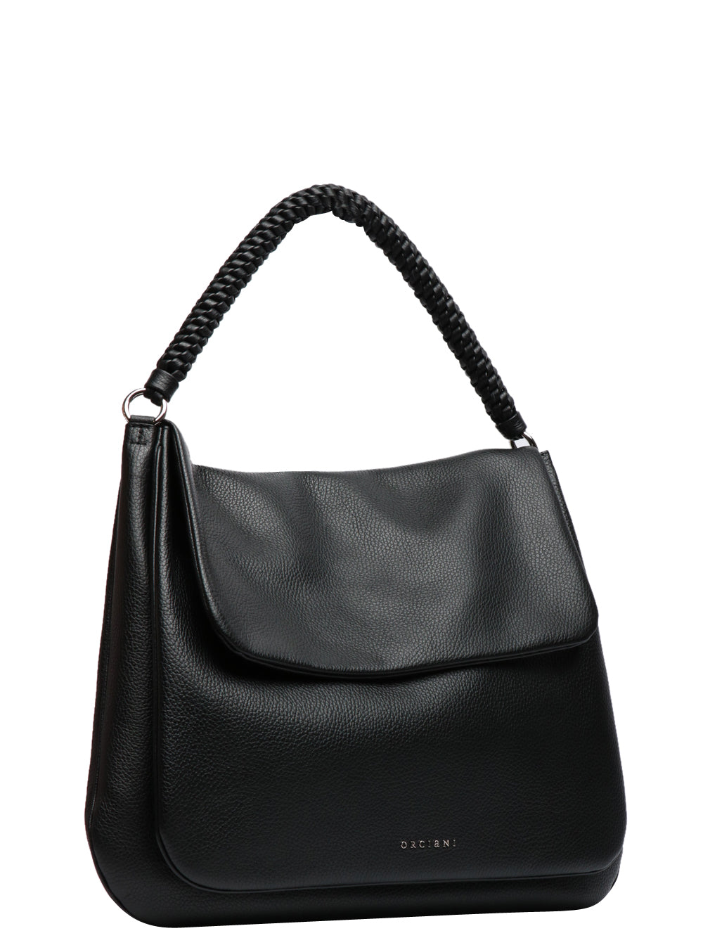 ORCIANI Borsa a Spalla Diana Large in Pelle Martellata Nera Nero