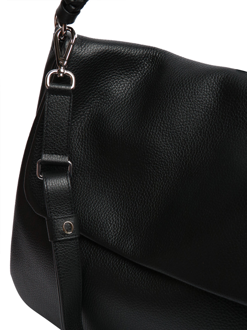 ORCIANI Borsa a Spalla Diana Large in Pelle Martellata Nera Nero