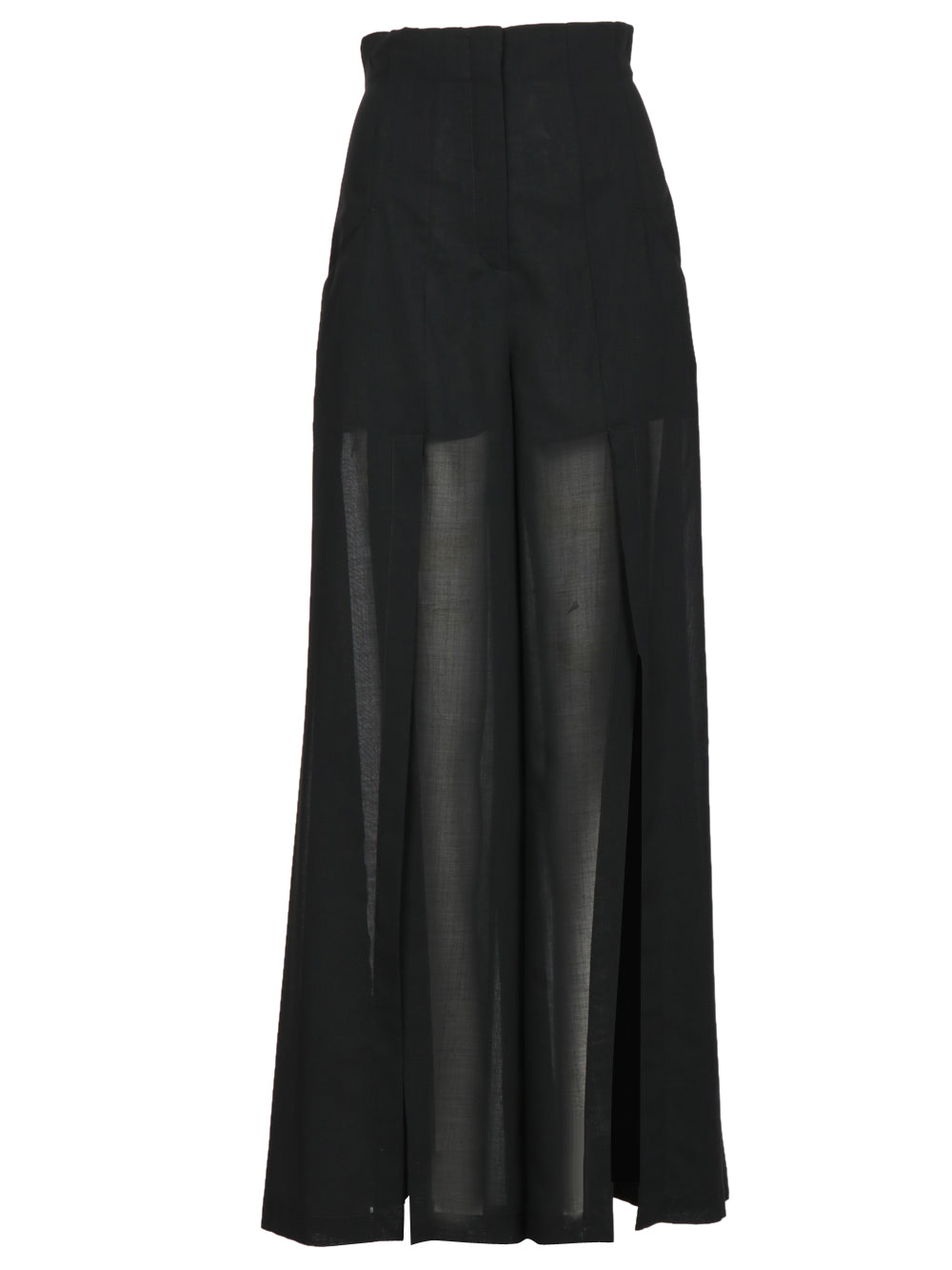 PHILOSOPHY DI LORENZO SERAFINI PANTALONI IN VOILE NERI CON SPACCHI Nero