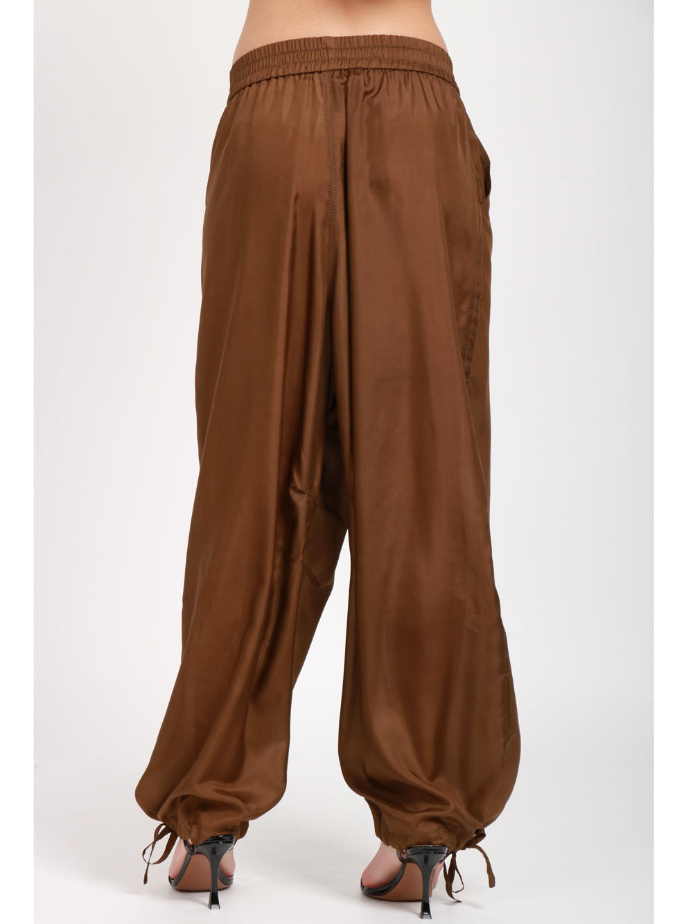 PHILOSOPHY DI LORENZO SERAFINI PANTALONI IN SETA HABOTAI OLIVA Oliva