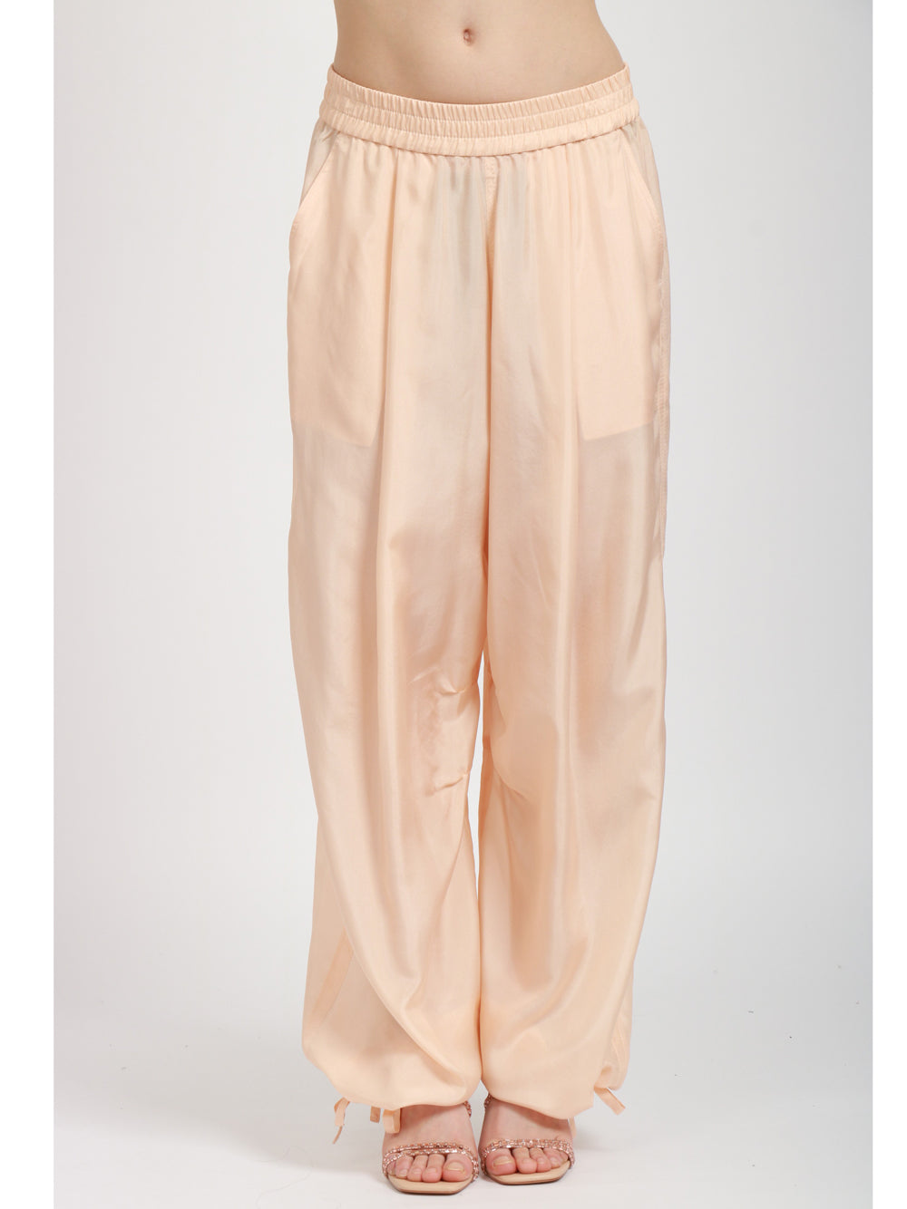 PHILOSOPHY DI LORENZO SERAFINI Pantaloni in Seta Habotai Pesca Pesca