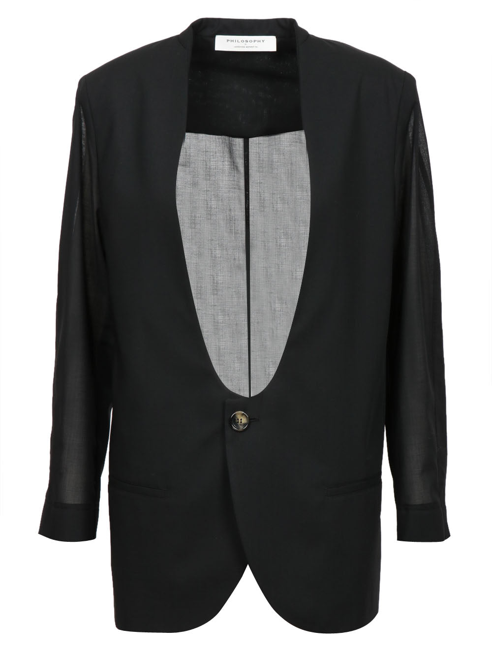 PHILOSOPHY DI LORENZO SERAFINI GIACCA IN VOILE NERA CON SCOLLO PROFONDO Nero
