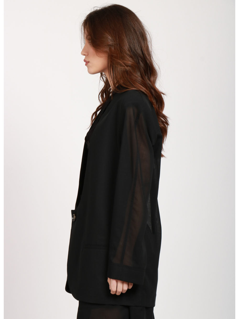 PHILOSOPHY DI LORENZO SERAFINI GIACCA IN VOILE NERA CON SCOLLO PROFONDO Nero