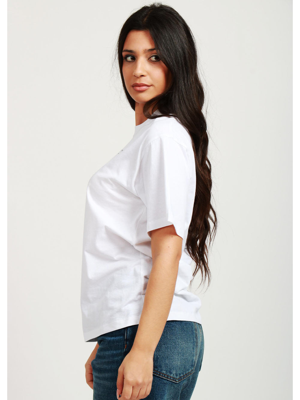 PHILOSOPHY DI LORENZO SERAFINI T-Shirt Girocollo in Cotone Bianca con Scritta sul Retro Bianco/rosso
