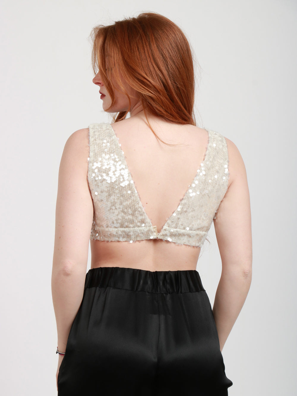 PHILOSOPHY DI LORENZO SERAFINI Top Bralette Avorio con Paillettes Avorio