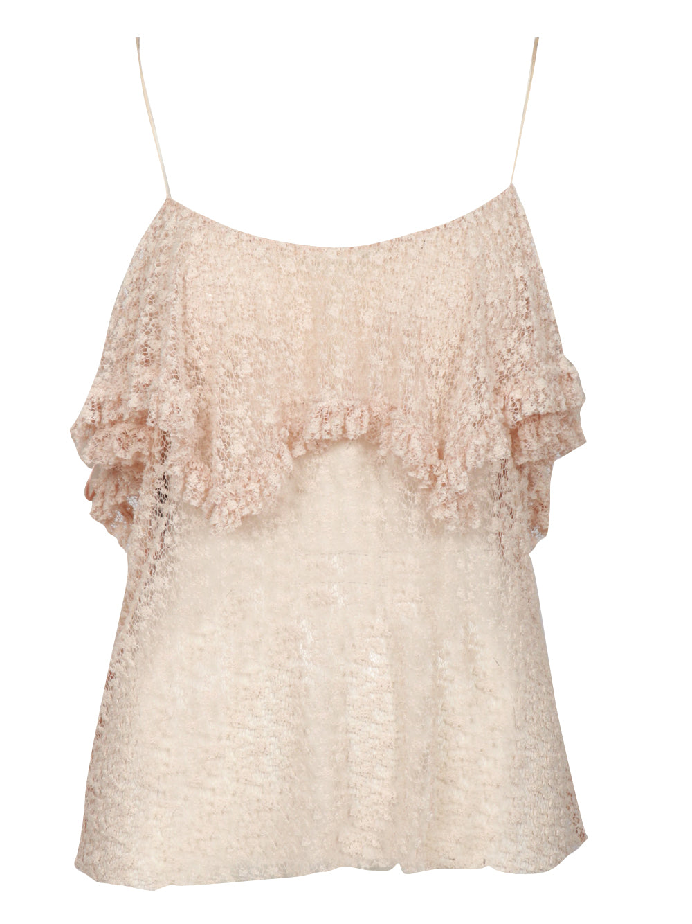 PHILOSOPHY DI LORENZO SERAFINI Top in Pizzo Cipria con Volant Cipria