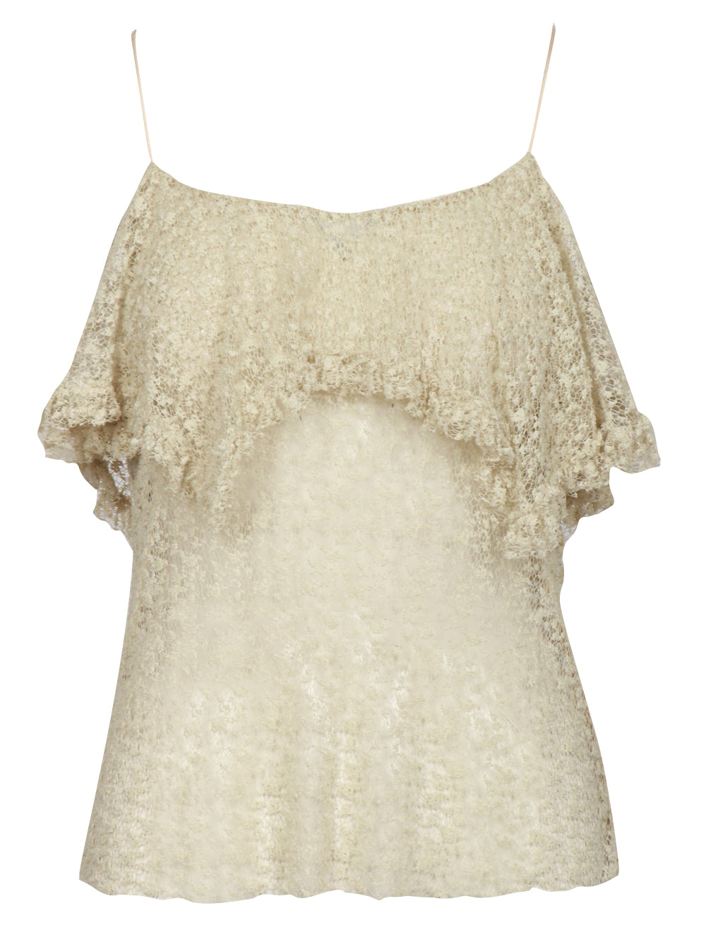 PHILOSOPHY DI LORENZO SERAFINI Top in Pizzo Verde con Volant Verde chiaro