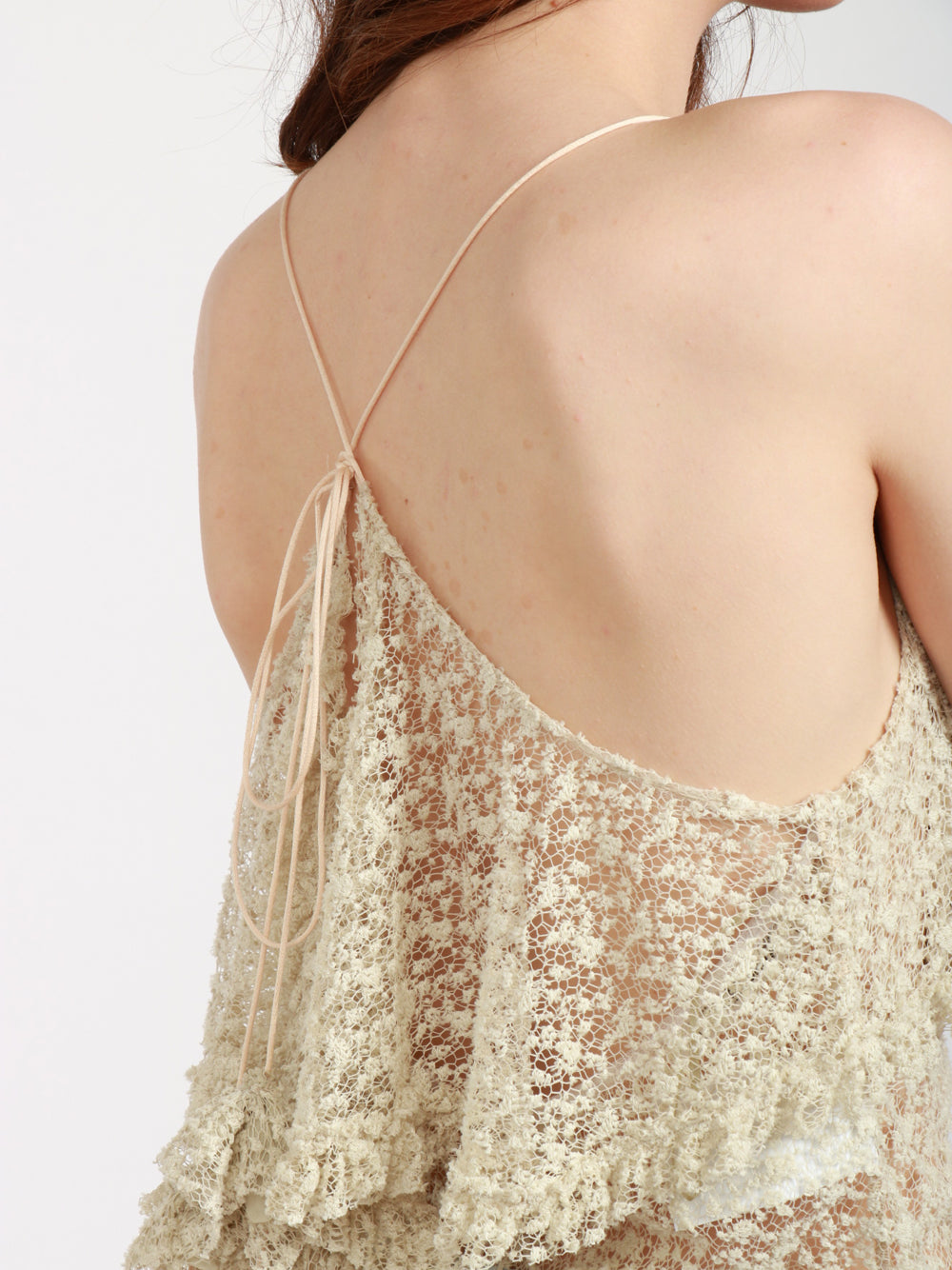 PHILOSOPHY DI LORENZO SERAFINI Top in Pizzo Verde con Volant Verde chiaro