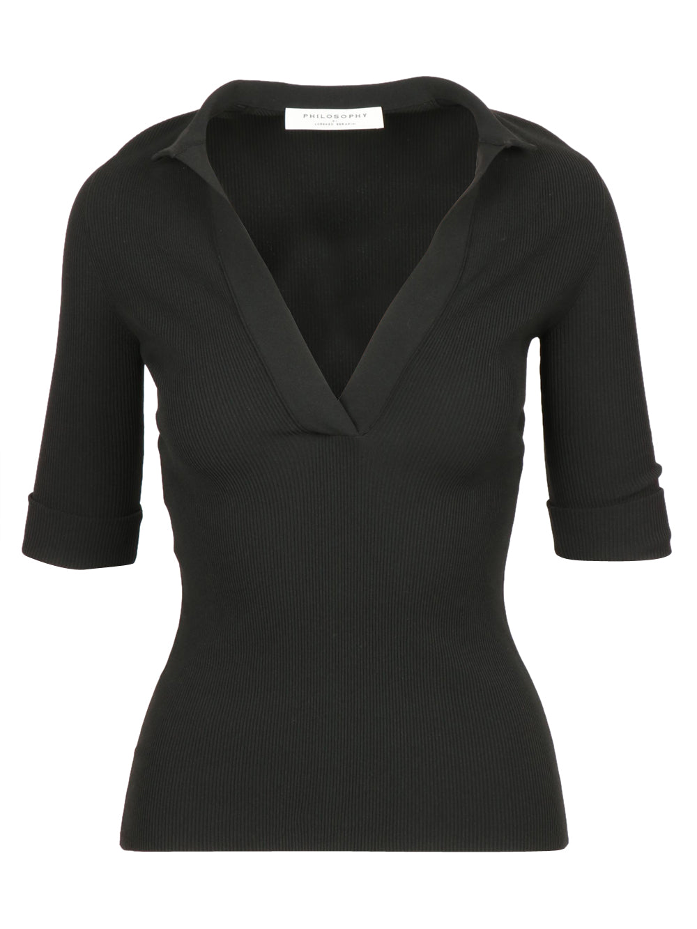 PHILOSOPHY DI LORENZO SERAFINI MAGLIA POLO A COSTINE NERA Nero