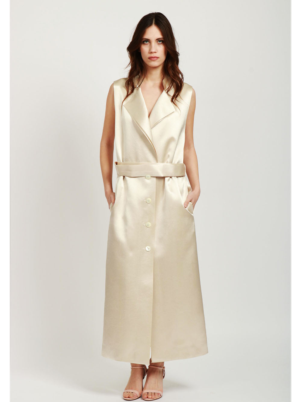 Ivory Duchesse Vest Robe Manteau Dress