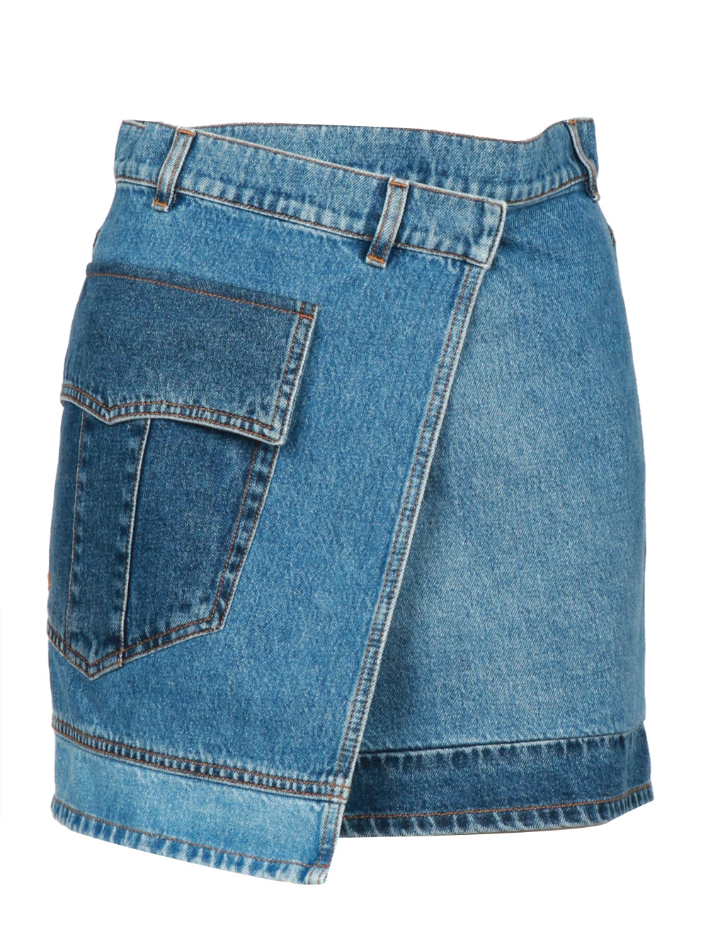 PHILOSOPHY DI LORENZO SERAFINI GONNA MINI A PORTAFOGLIO IN DENIM Denim