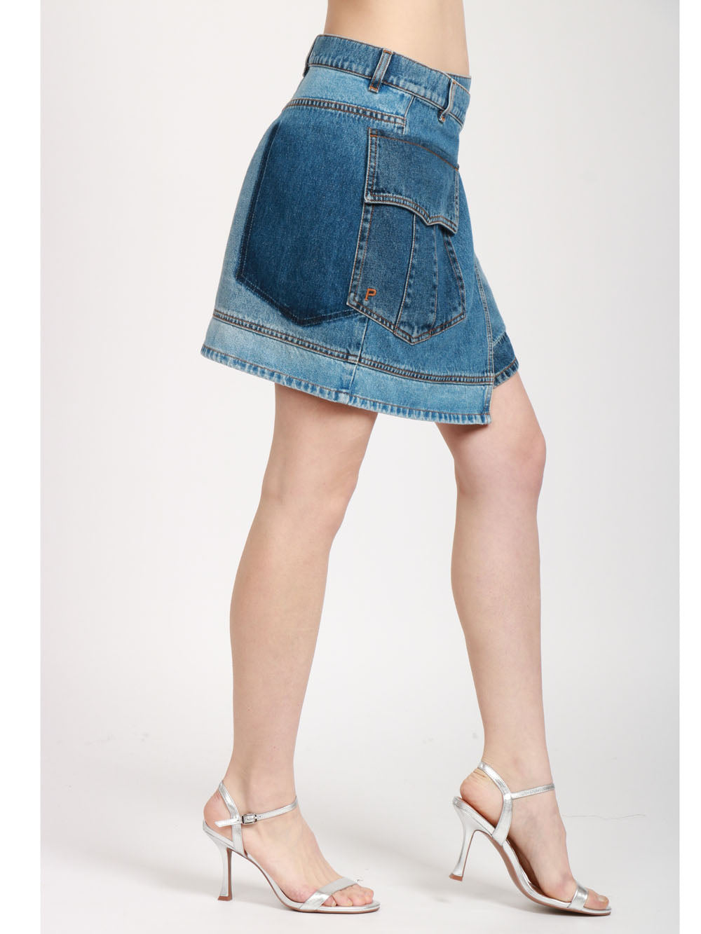 PHILOSOPHY DI LORENZO SERAFINI GONNA MINI A PORTAFOGLIO IN DENIM Denim