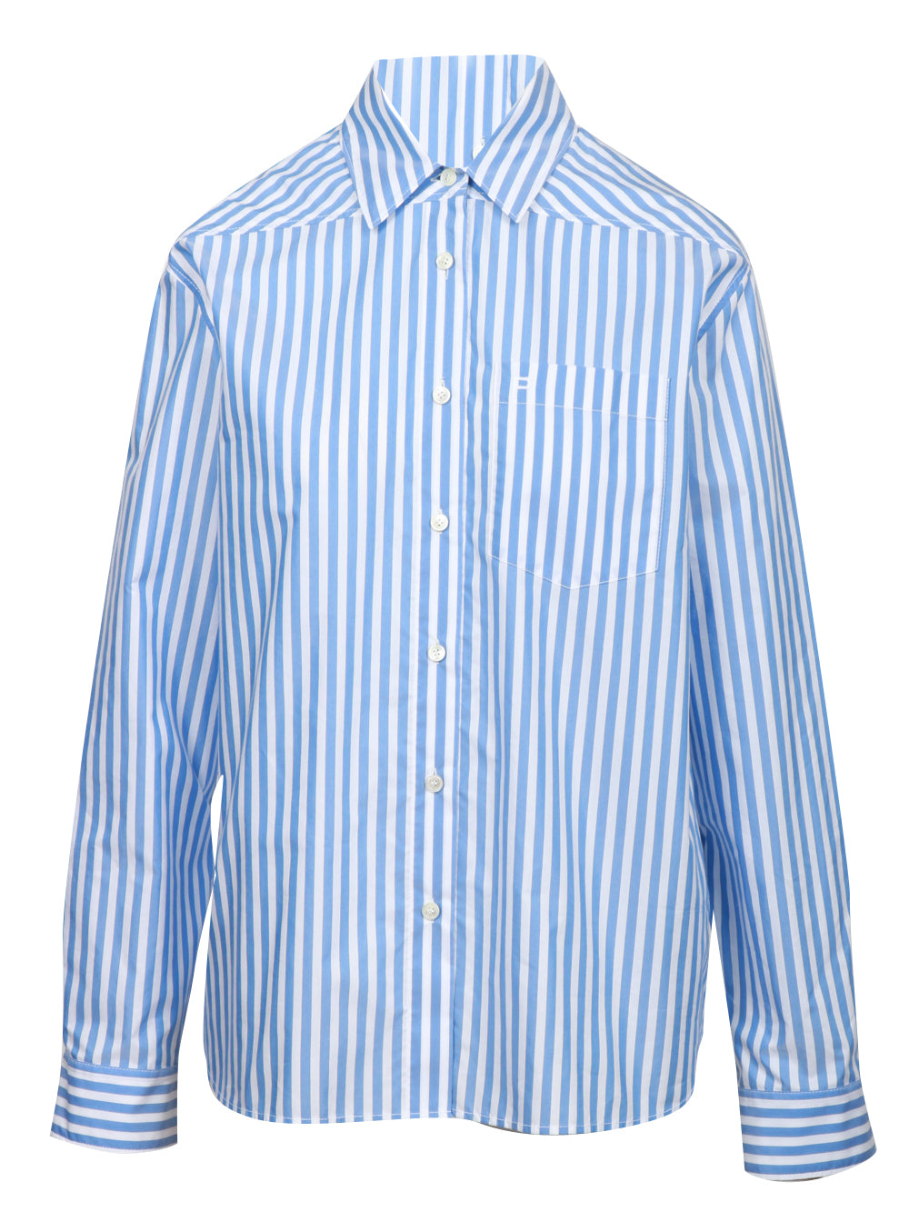 PHILOSOPHY DI LORENZO SERAFINI CAMICIA IN COTONE A RIGHE AZZURRA Bianco/indaco