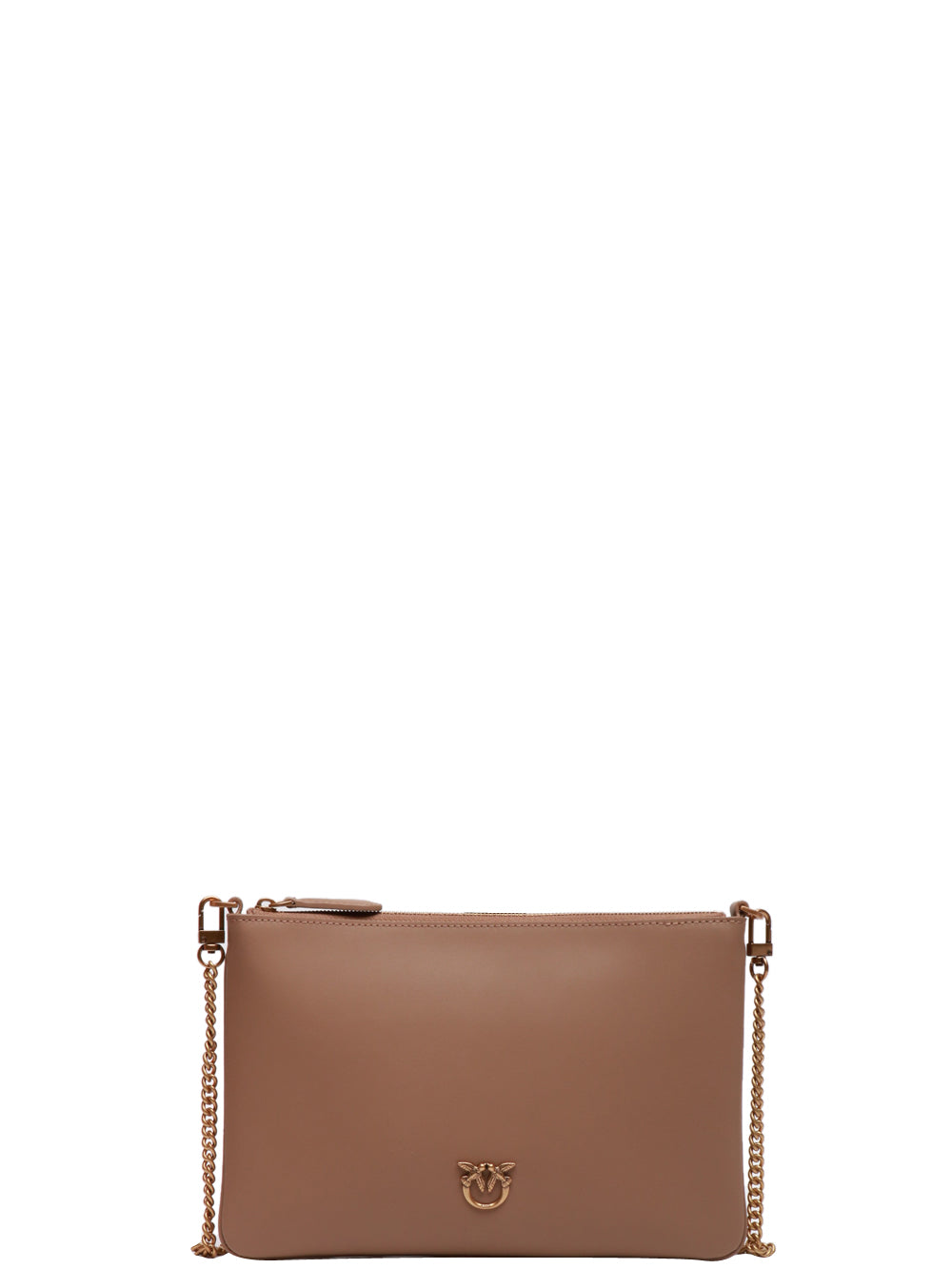 PINKO Borsa Tracolla Flat in Pelle Liscia Fango Fango