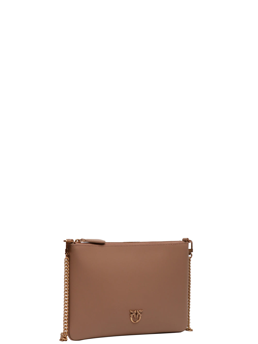 PINKO Borsa Tracolla Flat in Pelle Liscia Fango Fango