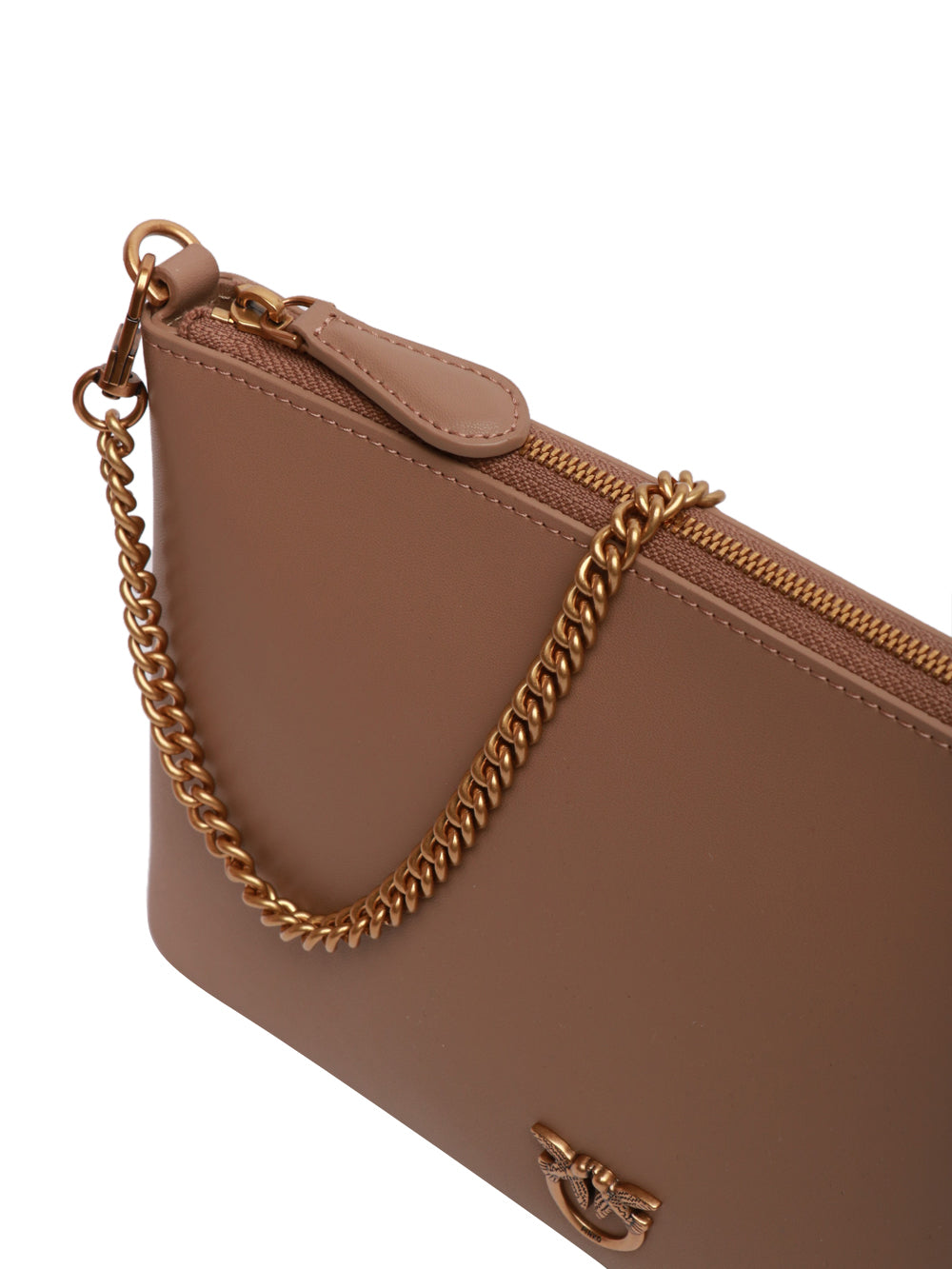PINKO Borsa Tracolla Flat in Pelle Liscia Fango Fango