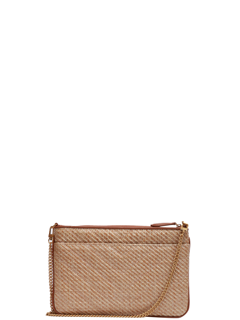 PINKO Borsa Tracolla Flat Classic in Rafia con Borchie Multicolor Beige