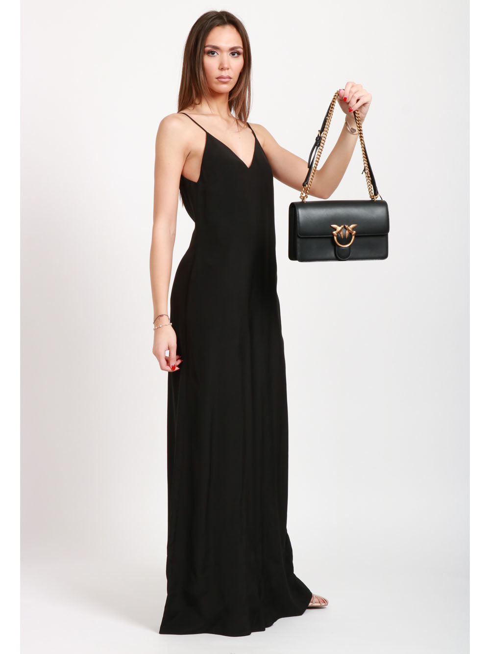 PINKO Borsa Tracolla Love One Classic in Pelle Nero/oro