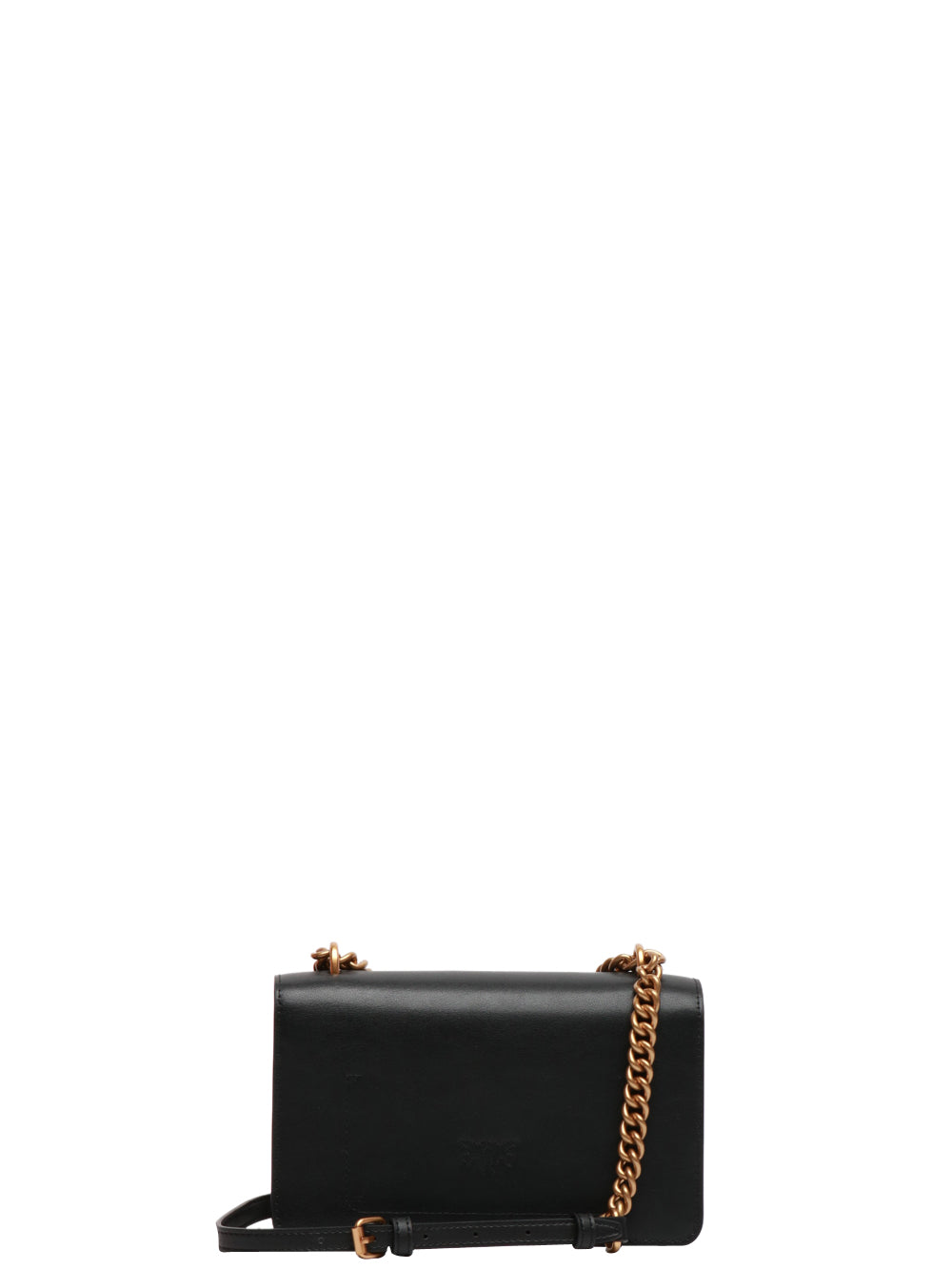 PINKO Borsa Tracolla Love One Mini in Pelle Liscia Nera Nero/oro
