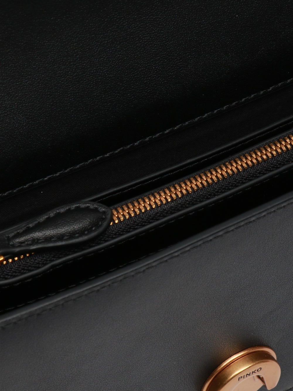 PINKO Borsa Tracolla Love One Mini in Pelle Liscia Nera Nero/oro