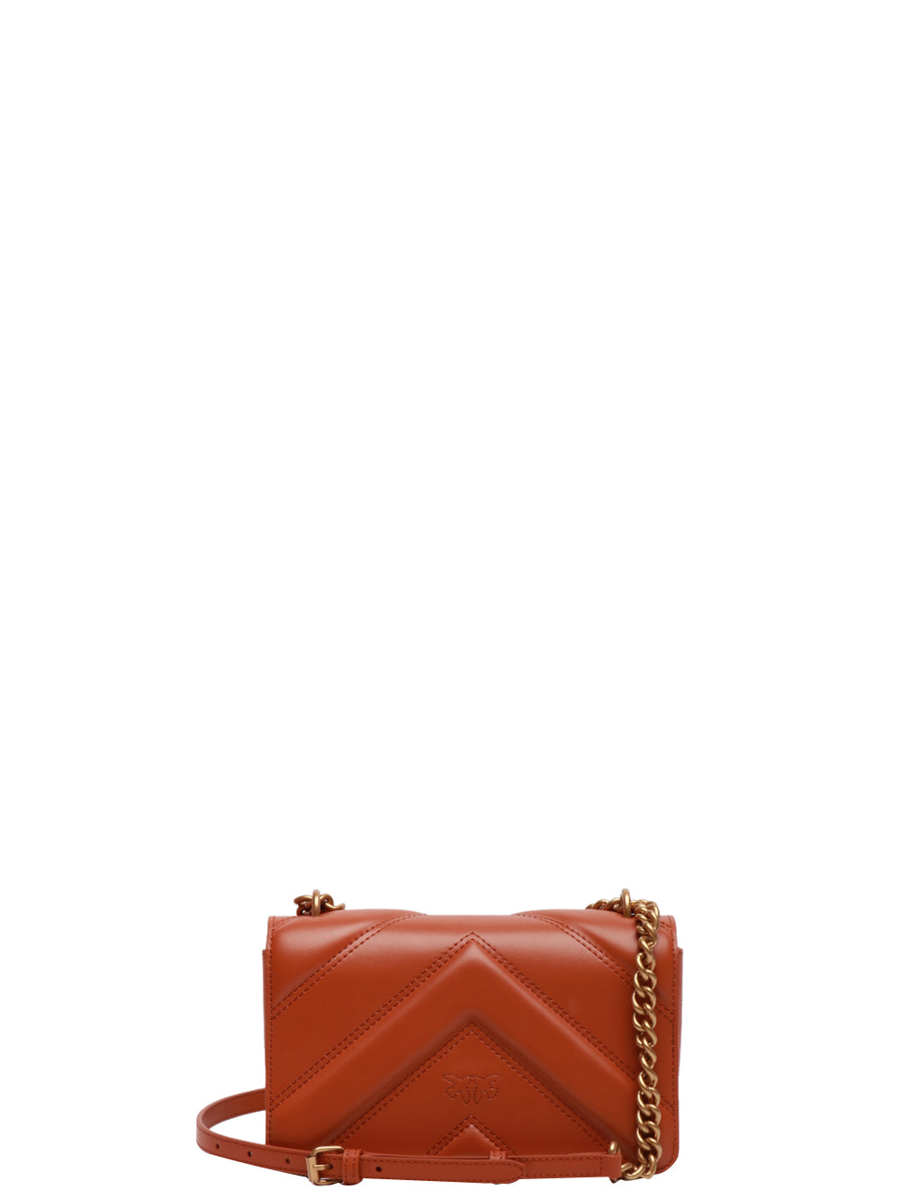 PINKO Borsa Tracolla Love One Mini Light in Pelle Cuoio Cuoio/oro
