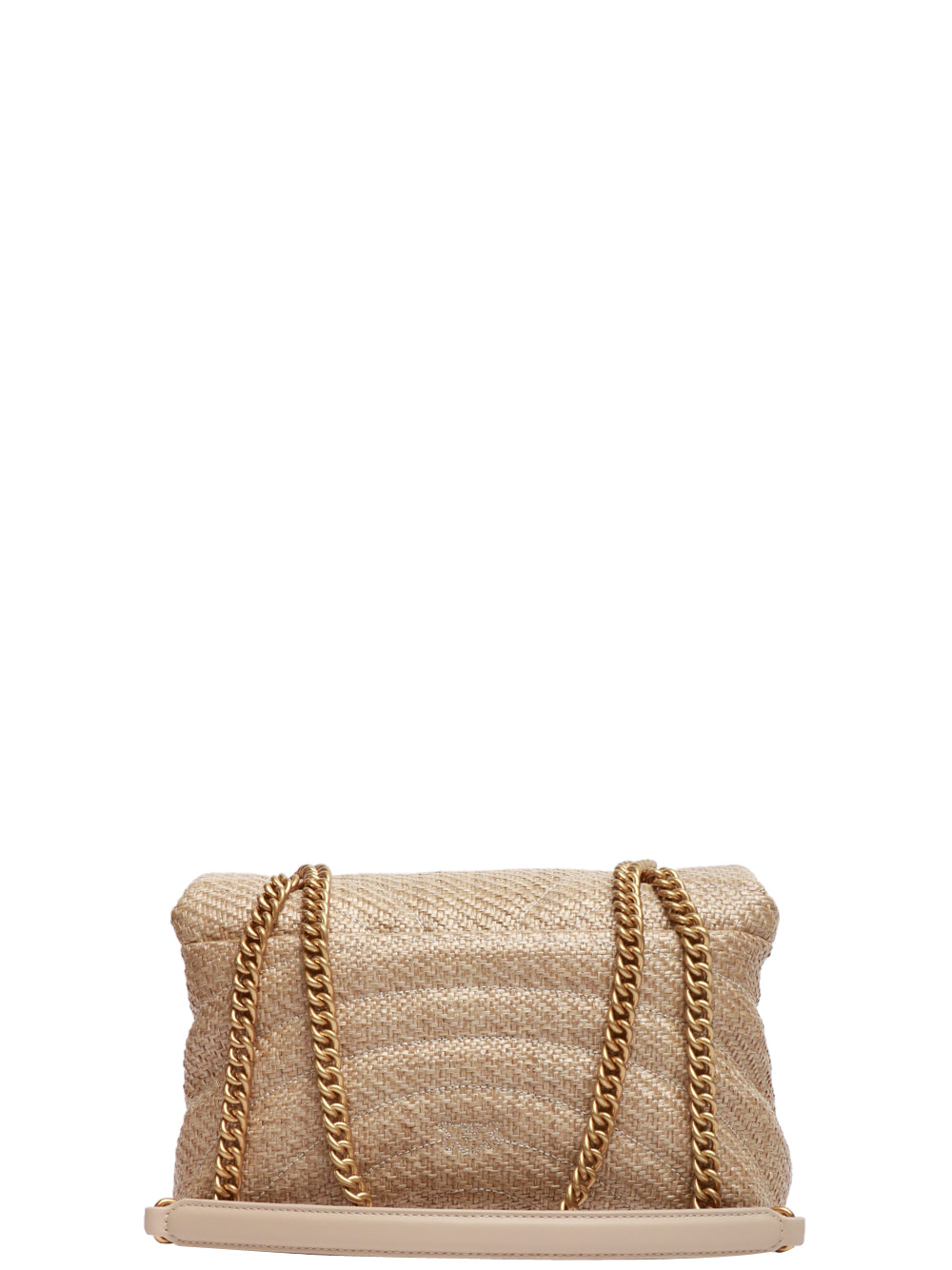 PINKO Borsa a Spalla Love Puff Classic in Rafia Beige Medium Beige