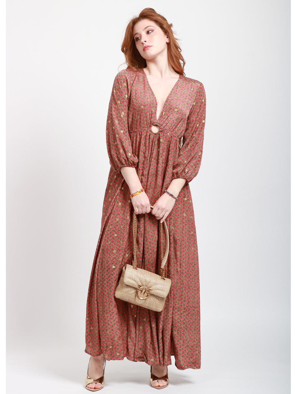 PINKO Borsa a Spalla Love Puff Classic in Rafia Beige Small Beige