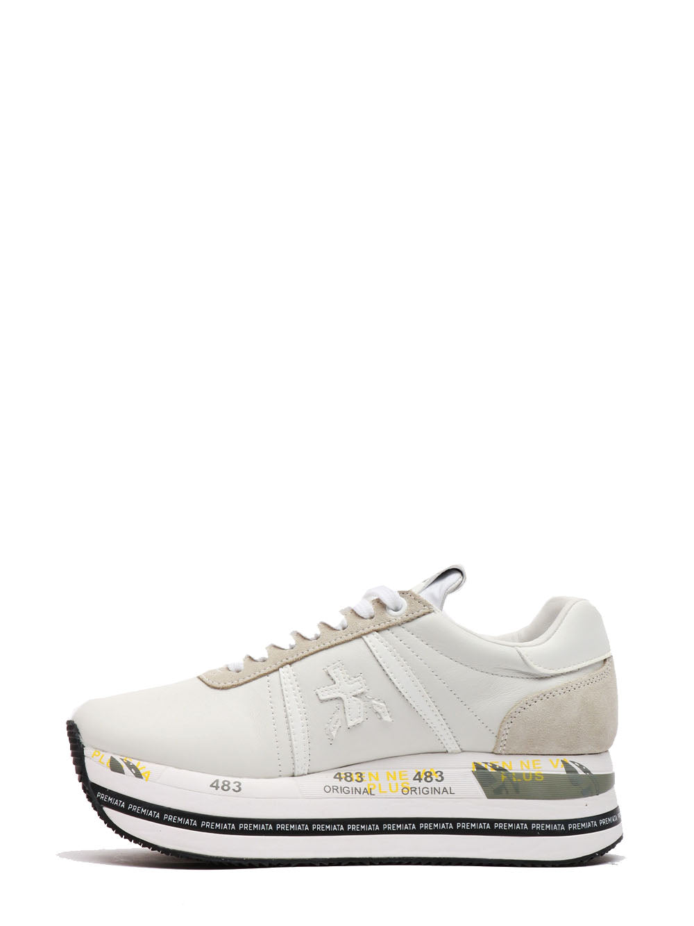PREMIATA Scarpe Sneakers Beth in Pelle Bianche Bianco