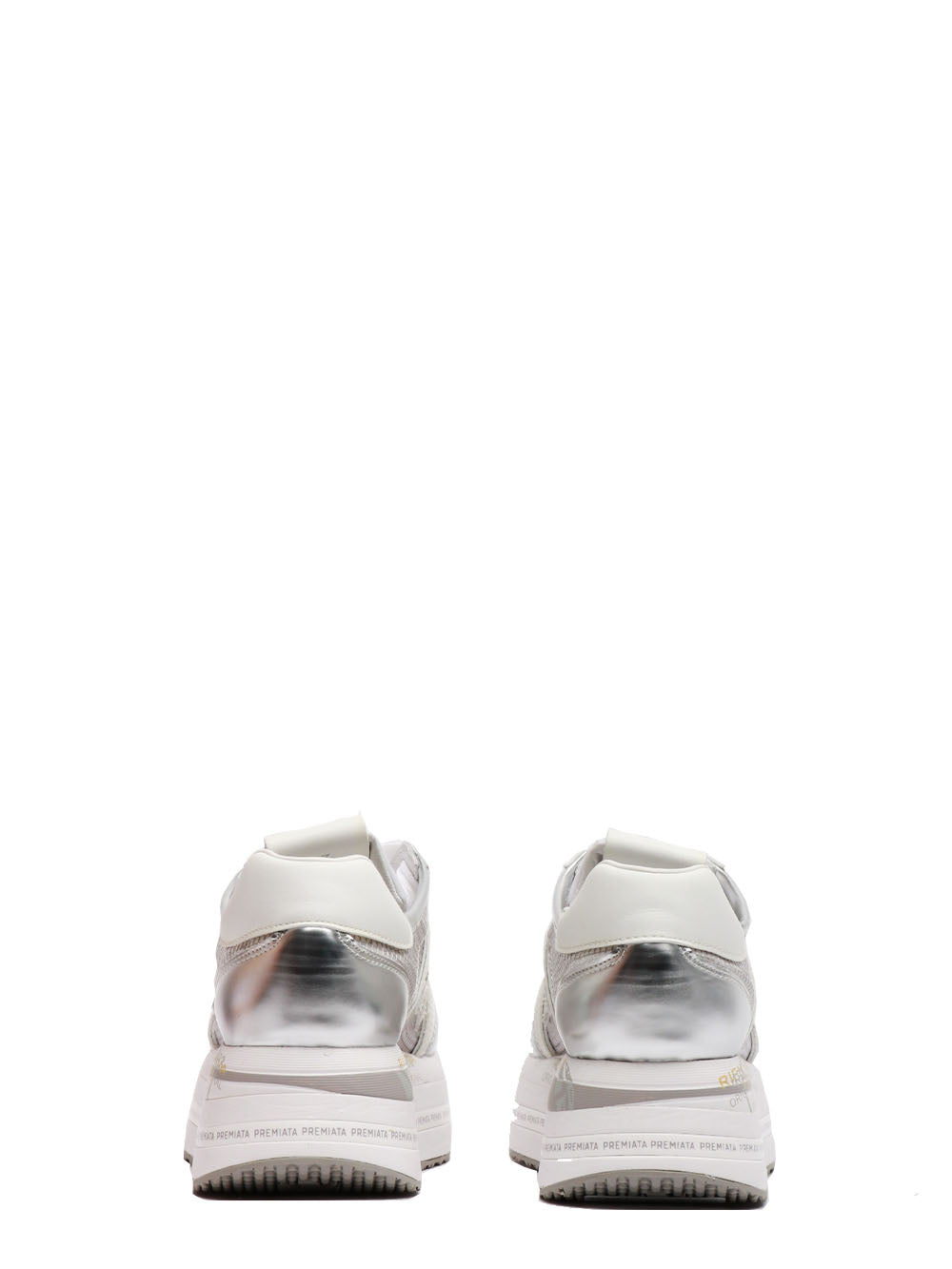 PREMIATA Scarpe Sneakers Beth in Rete e Pelle Argento Argento