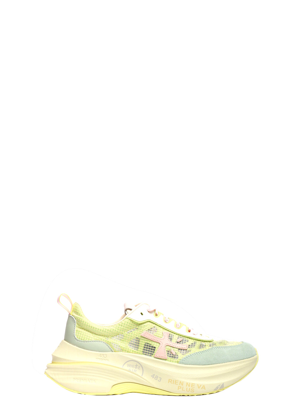 PREMIATA Scarpe Sneakers Hill in Pelle Lime Verde/rosa