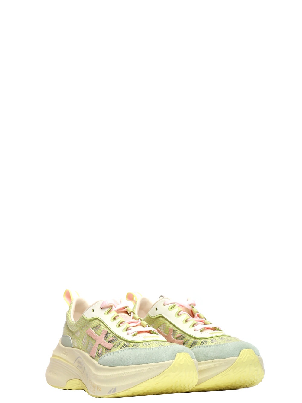 PREMIATA Scarpe Sneakers Hill in Pelle Lime Verde/rosa