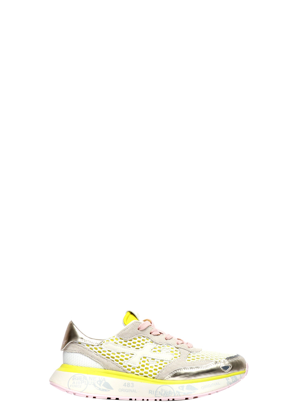 PREMIATA Scarpe Sneakers Lauryn Lime con Rete Bianca Lime/grigio/bianco