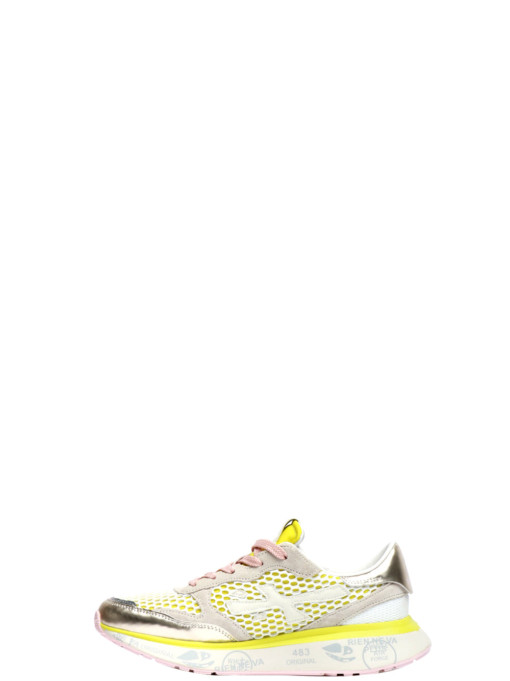 PREMIATA Scarpe Sneakers Lauryn Lime con Rete Bianca Lime/grigio/bianco