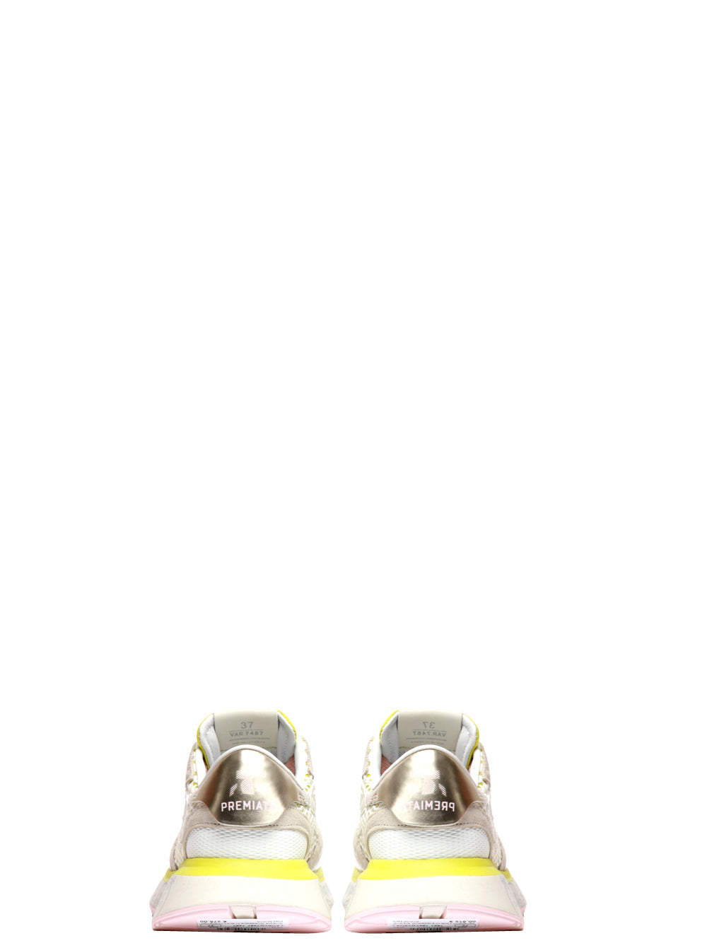 PREMIATA Scarpe Sneakers Lauryn Lime con Rete Bianca Lime/grigio/bianco