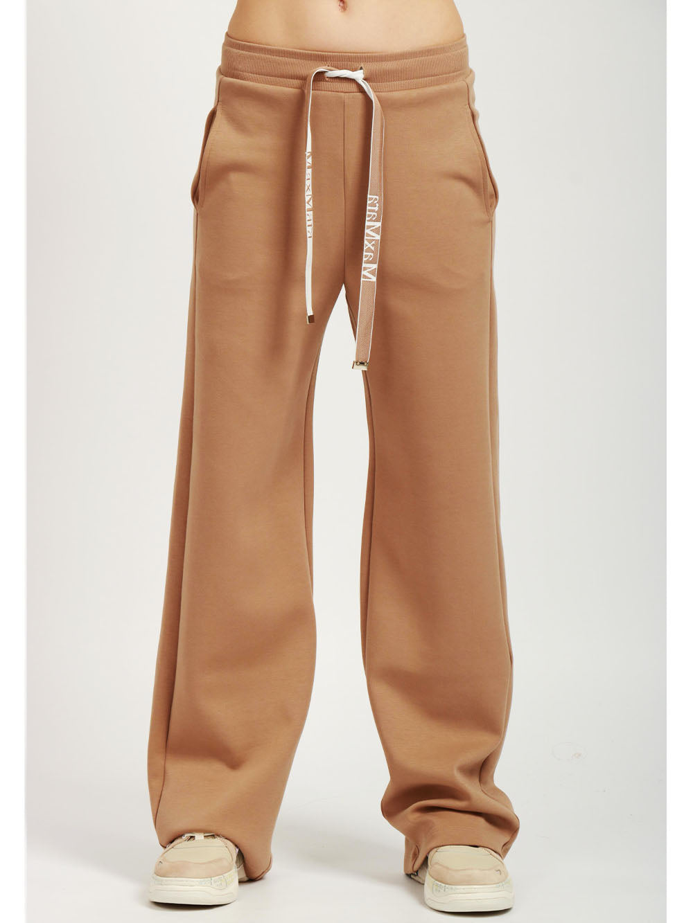 S MAXMARA Pantaloni di Tuta Bali in Felpa di Cotone Cammello Camel