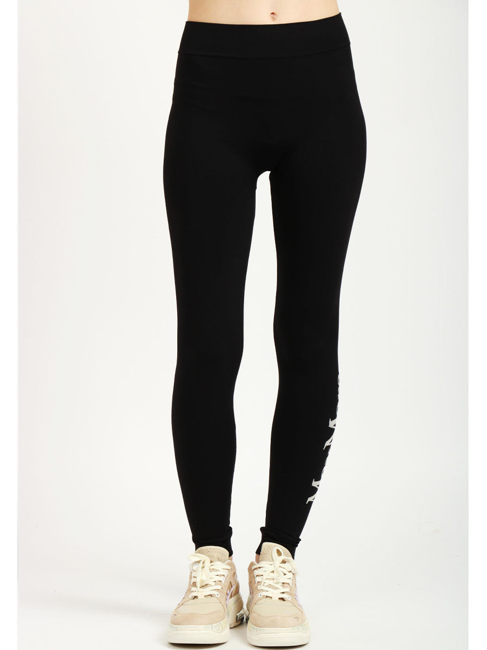 S MAXMARA Leggins Basilea Neri con Logo Nero